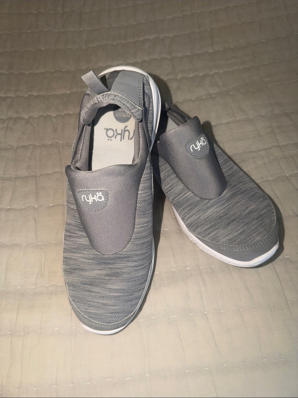 Ryka Kids Slip-On Sneakers in Gray with White Soles